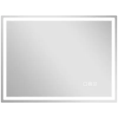 HOMCOM Oglindă Baie Anti-aburire Con Lumină Led E Difuzor Bluetooth 80x60 cm | Aosom Romania