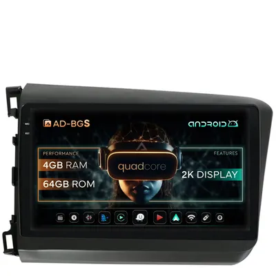 Navigatie 2K Honda Civic (2012-2015), Android, S-Quadcore 4GB RAM + 64GB ROM, 9.5 Inch - AD-BGS90042K+AD-BGRKIT007