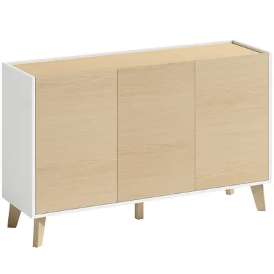 HOMCOM Bufet cu Uși Soft-Close 120 cm, Lemn și Alb | Aosom Romania