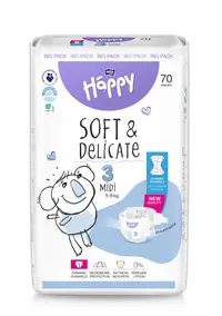 Scutece Happy Soft & Delicate 5-9 kg Midi Marimea 3, 70 bucati, Bella Baby