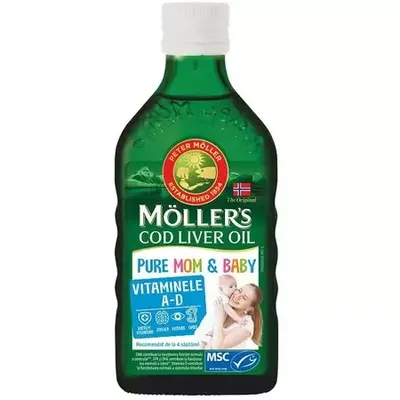 Ulei din ficat de cod Pure Mom and Baby, 250 ml, Mollers
