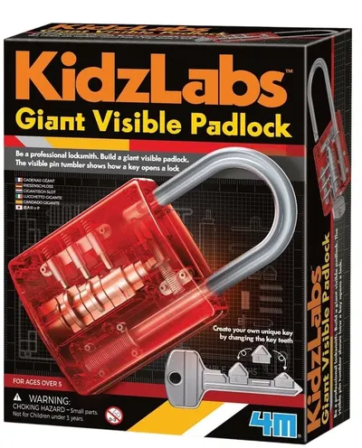 Jucărie de construcție 4M Kidz Labs - Un lacăt transparent gigant