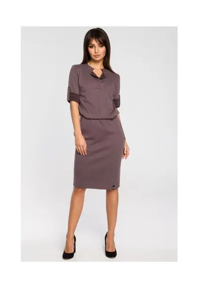 Rochie cu guler inalt si decolteu plisat