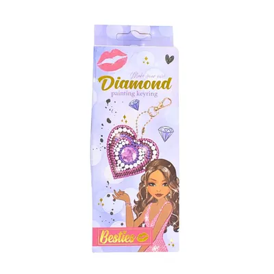 Set de pictură, cu diamante, Besties, breloc model inimioară