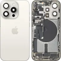 Capac Baterie Apple iPhone 15 Pro, Cu Carcasa Mijloc, Full Parts, Alb (White Titanium), Swap