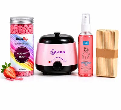 Kit Epilare Complet Roz – Ceară, Încălzitor, Ulei & Spatule