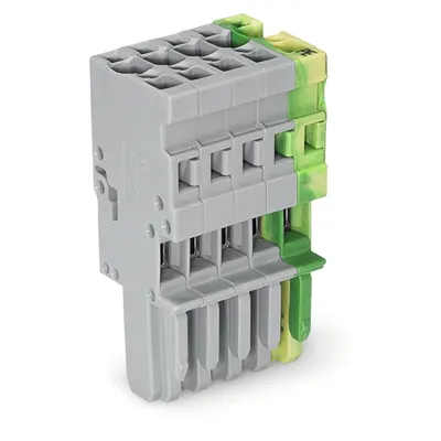 1-conductor female plug; 4 mm²; 5-pole; 4,00 mm²; gray, green-yellow
