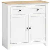 HOMCOM Comodă dulap de bucătărie cu sertar, două uși, poliță reglabilă, pentru living, 78,5 x 35 x 80 cm Alb | Aosom Romania