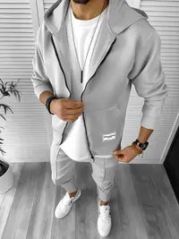 Hanorac barbati slim fit gri deschis 1033 D2-5.1