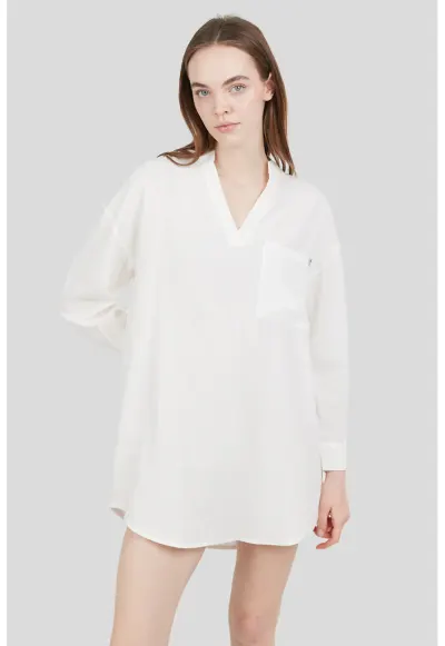 Bluza din amestec de bumbac - fara inchidere Athene - Alb fildes