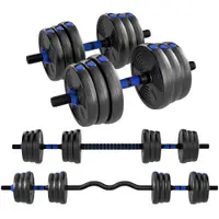 SPORTNOW Kit Gantere Fitness Gantere Reglabile 25 kg 3 în 1, Set de Greutăți Reglabil cu Bară de Extensie Albastru | Aosom Romania