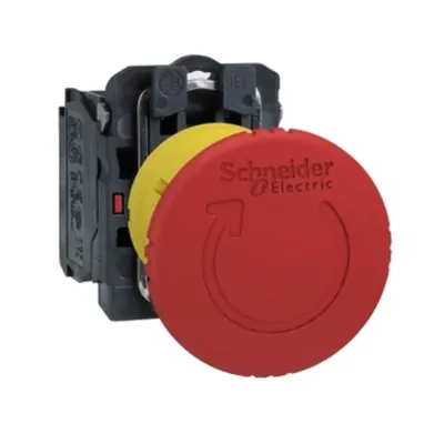 Buton de oprire de urgenta rosu Ø40, de deconectare Ø22 cu blocare si eliberare prin rotatie 1NC