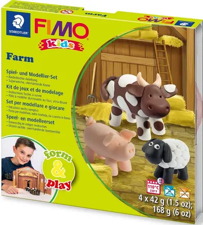 Set de lut Staedtler Fimo Kids - Farm, 4 x 42 g