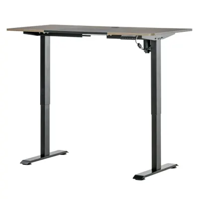 Vinsetto Birou Electric Reglabil pe 4 Înălțimi, Cadrul Negru cu Blat Teak, 140x70 cm, pentru Birou Acasă | Aosom Romania