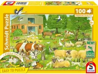 Puzzle pentru copii Schmidt din 100 piese - Familii de animale de la fermă