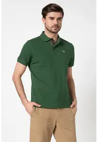 Tricou polo din pique - Verde englez