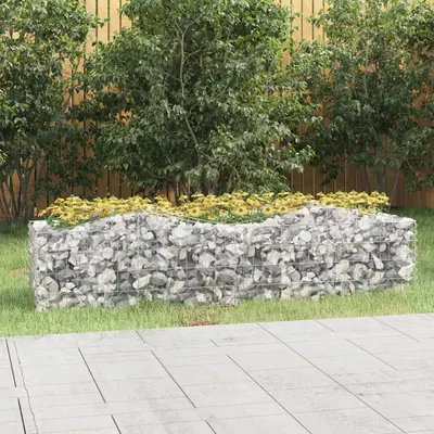vidaXL Strat înălțat cu gabion arcuit, 200x50x50 cm, fier galvanizat