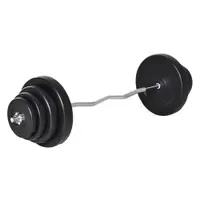 HOMCOM Set Haltere Profesional de 70 kg cu 8 Discuri de Greutate și Bară Curbată din Oțel, Dimensiuni 140x38.5x38.5cm | Aosom România