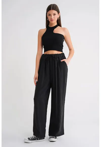 Pantaloni Palazzo negru - Negru