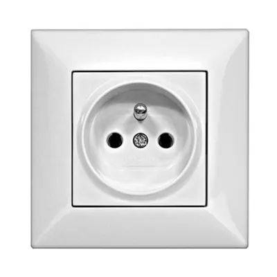 Priza cu PE tip pin, completa, albă, conexiune elastica