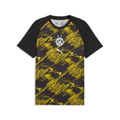 Tricou bărbați logo club Aufwärmtrikot, negru și galben PUMA