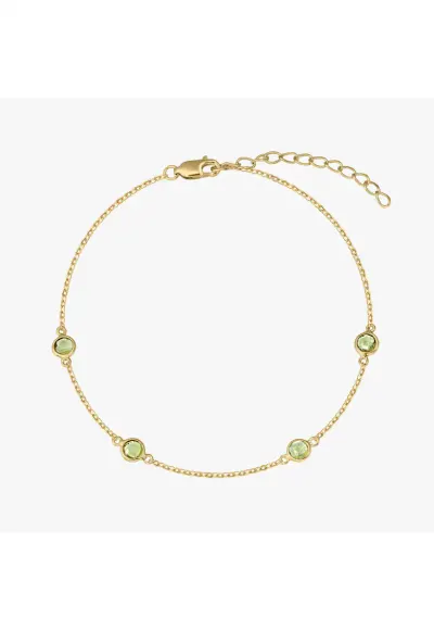 Bratara din argint Birthstone Golden August - Peridot