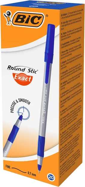 Set de pixuri BIC Round Stic - Exact, albastru, 20 buc