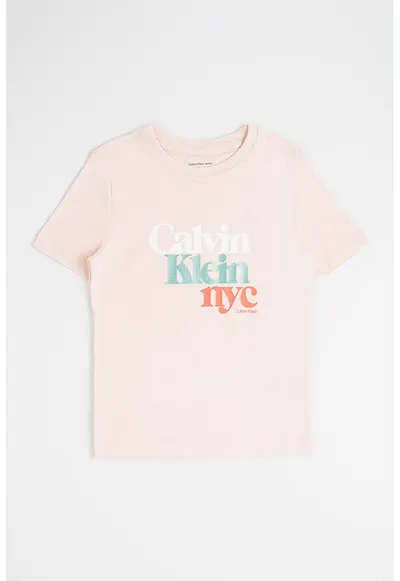 Tricou regular fit cu imprimeu logo - Alb/Verde/Roz prafuit