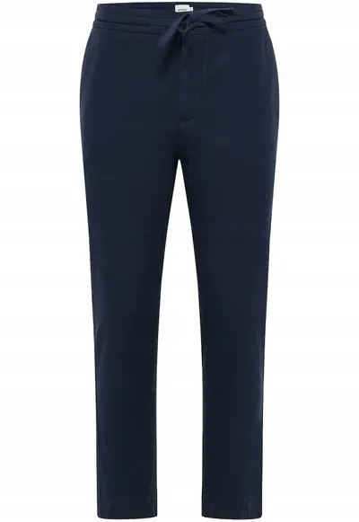 Blugi Barbati - Milano Linen Jogger - Slim Fit - Talie Joasa - Fermoar - Lungi - 5 Buzunare - Bumbac - Albastru - Albastru
