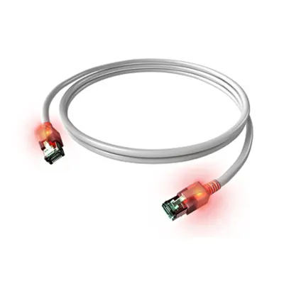 Patchcablu Cat6a cu LED ecranat RJ45 alb 10GB 5m