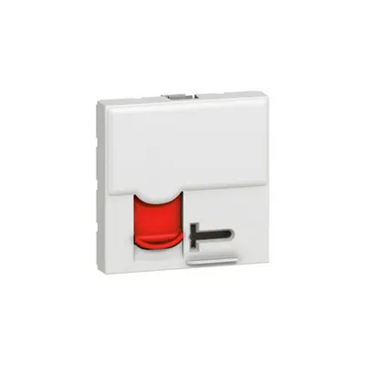 RJ 45 priza Mosaic - category 6 STP + controlled access - 2 module - alb cu rosu shutter
