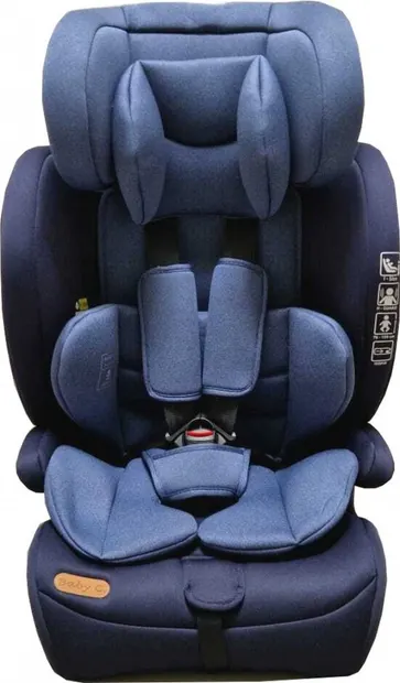 Scaun auto cu Isofix Baby Care Safety Plus Albastru 9-36 kg, Omologare R-129 i-Size, Tetiera reglabila, Sistem de prindere in centura de siguranta, Husa detasabila