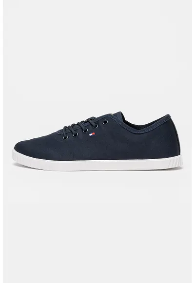 Pantofi sport din panza cu detaliu cu broderie logo - Albastru ultramarin