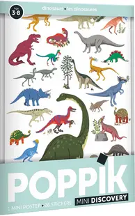 Mini poster cu stickere Poppik Discovery - Dinozauri
