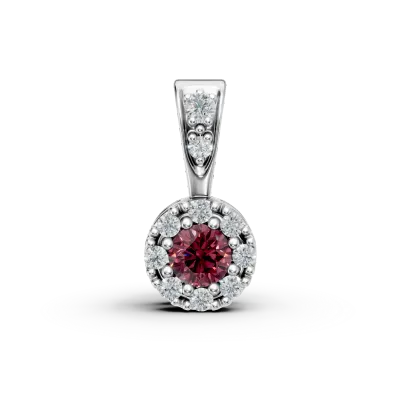 Pandantiv din aur alb cu rubin de 0.07ct si diamante de 0.06ct