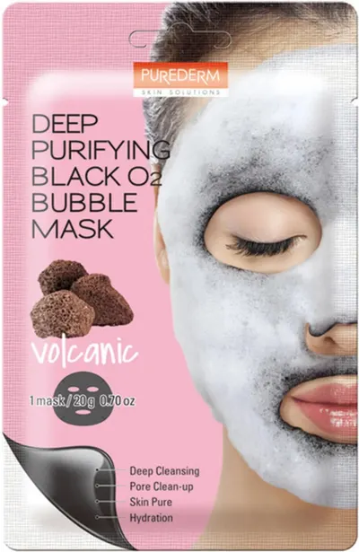 Purederm Masca pentru față Deep Purifying Black O2 Bubble Volcanic, 20 g