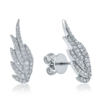 Cercei aripi din aur alb cu diamante de 0.4ct