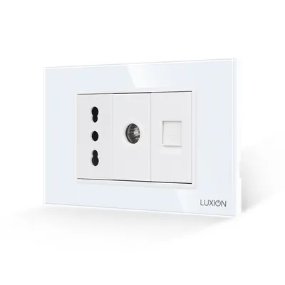 Priza Ingusta + TV + Internet cu Rama din Sticla LUXION, Standard Italian, 3M