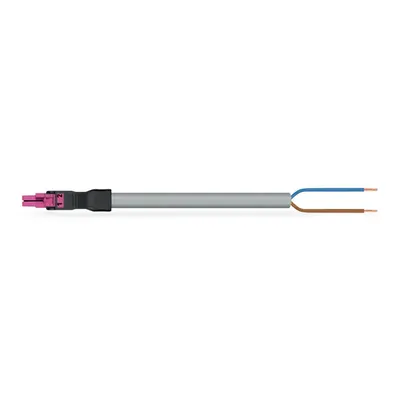 pre-assembled connecting cable; Eca; Socket/open-ended; 2-pole; Cod. B; Control cable 2 x 1.0 mm²; 1 m; 1,00 mm²; pink