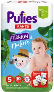 Scutece chilotei Pufies Pants Fashion & Nature 5, 40 buc.