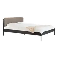 Pat matrimonial negru tapițat din oțel cu somieră 180x200 cm Eton Basic – noo.ma