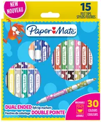 Paper Mate Kids Coloring Markere cu două fețe - 15 bucăți