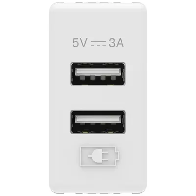 Incarcator USB tip A+A 3A 1 modul Gewiss System GW20362, alb