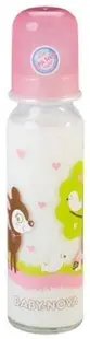 Sticlă de sticlă Baby Nova - 240 ml, roz cu o căprioară