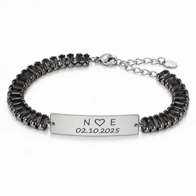 Bratara Personalizata Data Mystic Silver Black