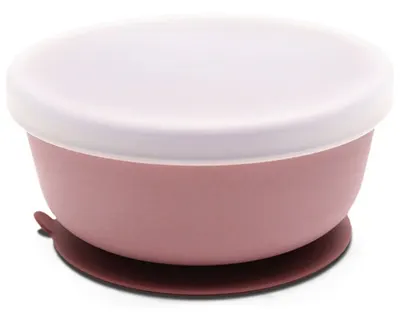 Bol din silicon cu vid și capac Lorelli - Dink Pink