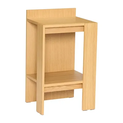 Noptieră în culoare naturală cu rafturi cu aspect de lemn de stejar Merge – Hübsch