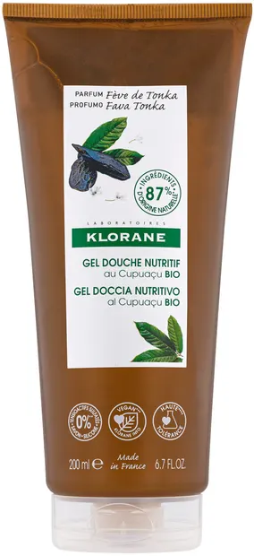 Klorane Cupuacu Gel de duș hidratant cu boabe de tonka, 200 ml