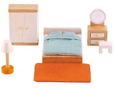 Hape Mini set de mobilier din lemn - Dormitor