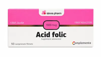 Acid folic 1000mcg, 50 comprimate, Slavia Pharm